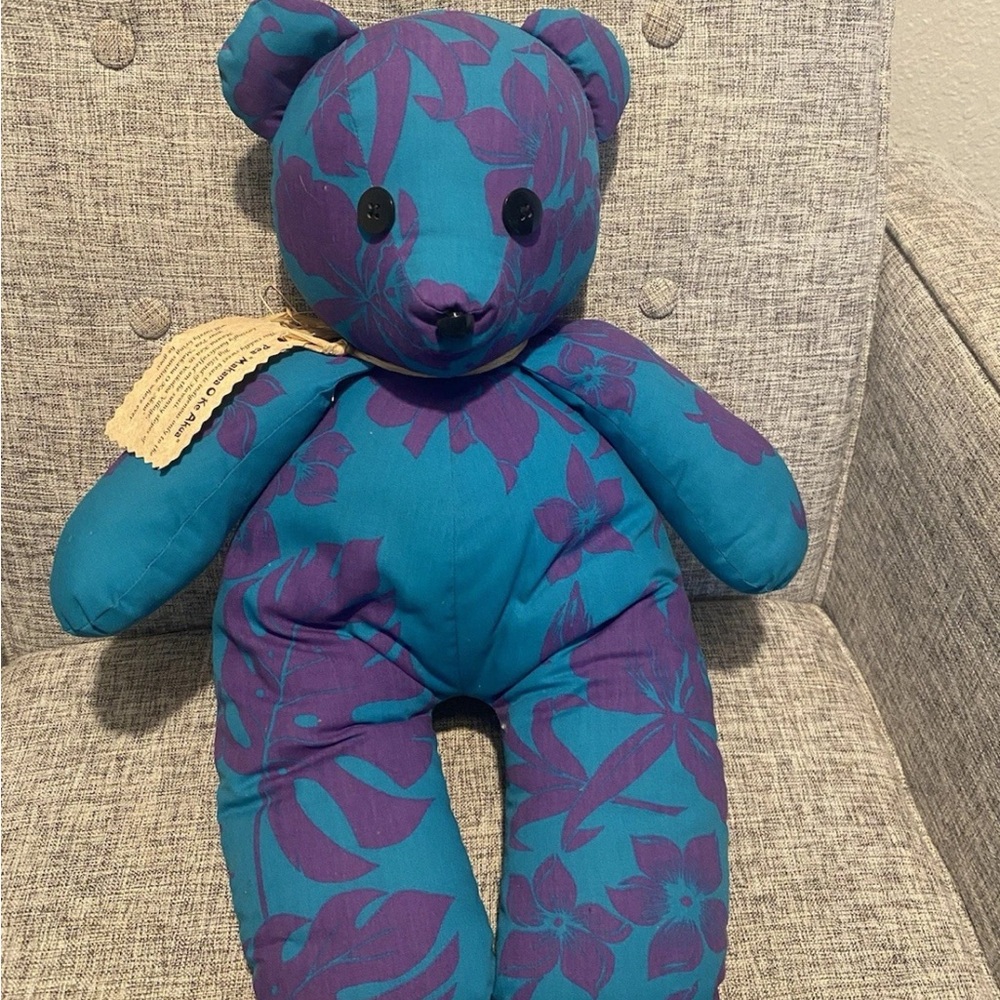 Blue and Purple Floral Teddy Bear